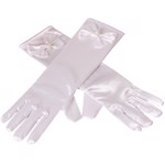 Børnefest handsker i satin, hvide